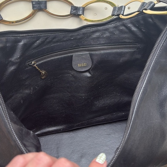 Vintage Gucci Heavy Chain Black Leather Shoulder Bag from Saks Fifth Avenue - Picture 8 of 12